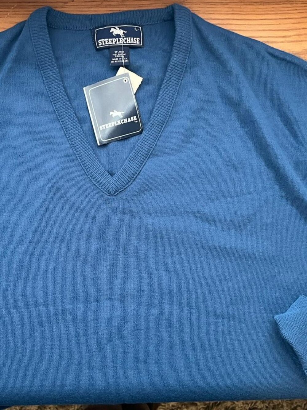 Vintage Steeplechase New Old Stock Blue V Neck Sweater.